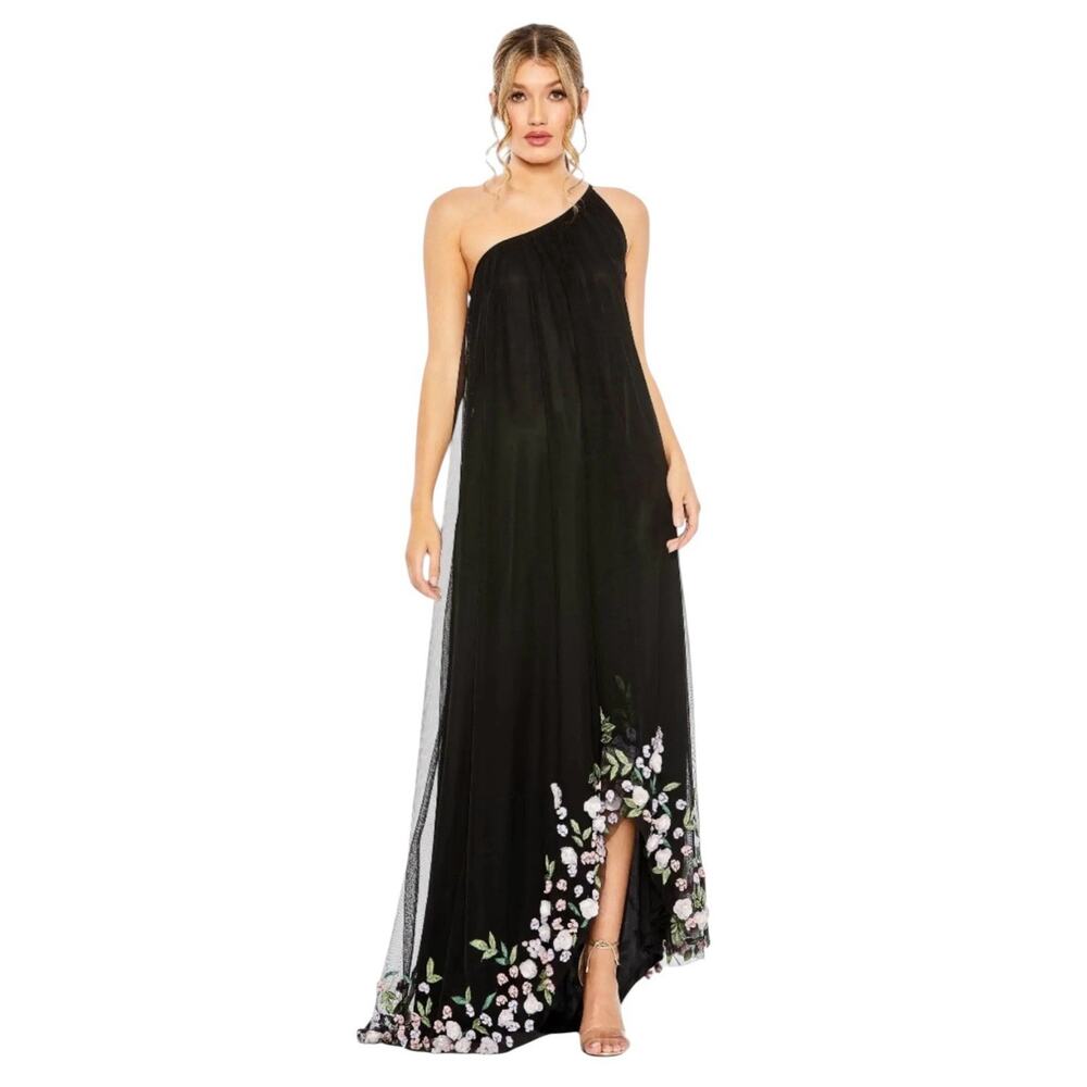 Mac Duggal 9236 One Shoulder Embellished Trapeze Floral Dress Size 6 $498